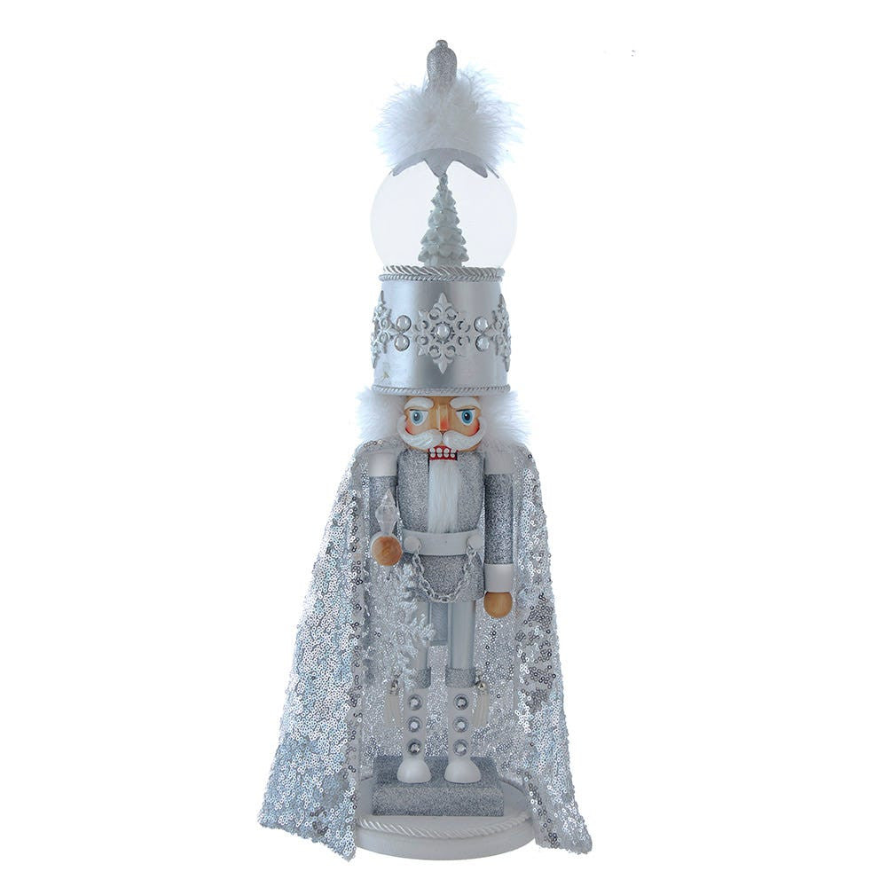 22" Hollywood Nutcrackers Musical Silver Nutcracker With Water Globe