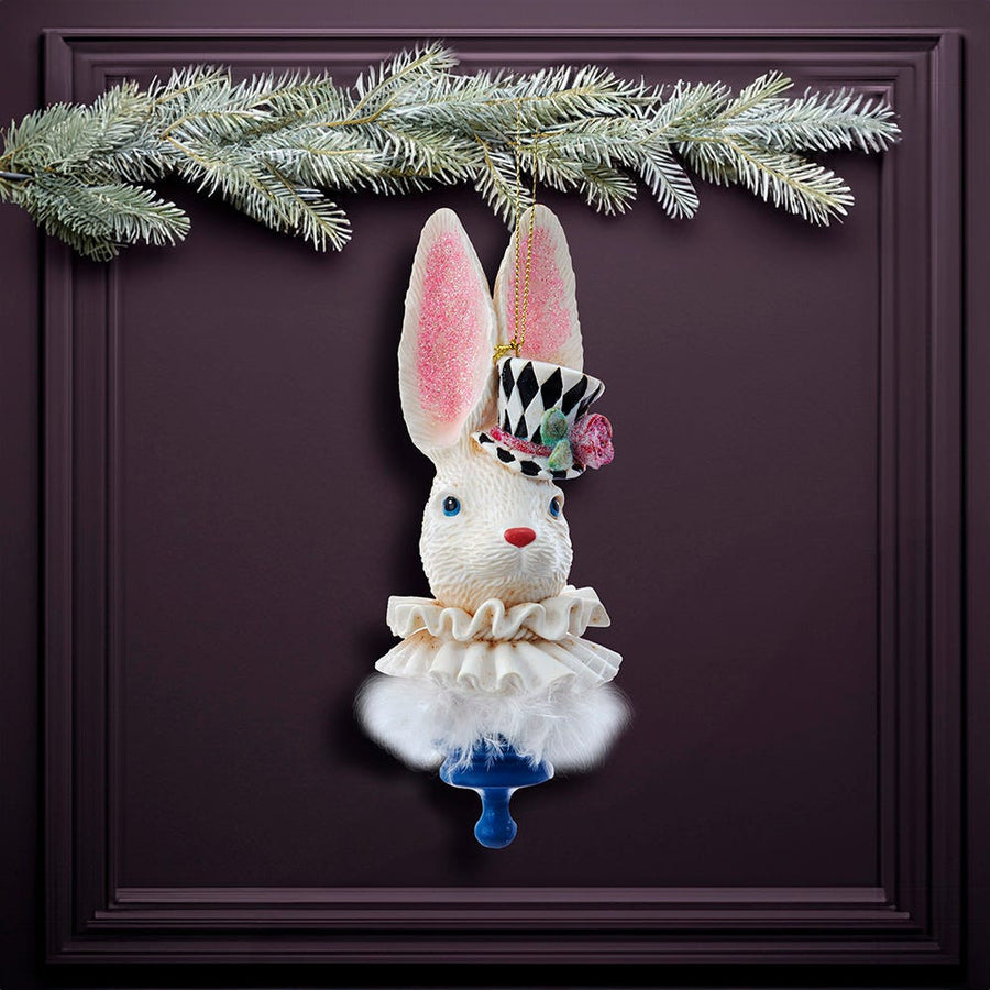 6.5" Holly Hats™ Rabbit Hat Ornament