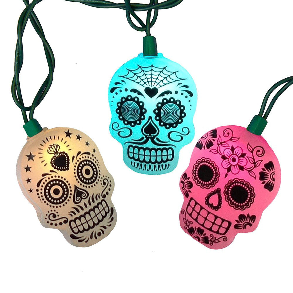 11.5' UL 10L RGB LED Sugar Skull Light Set