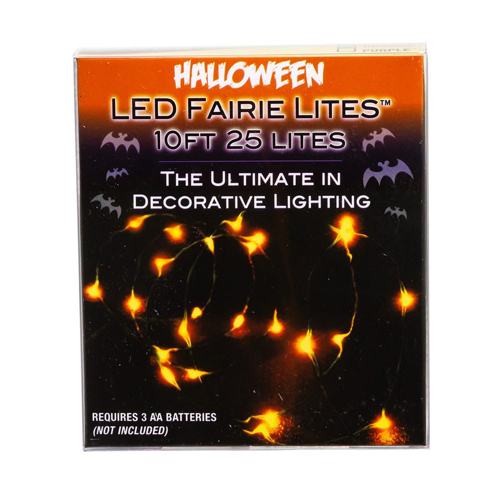 10' Battery-Operated 25L Orange LED Fairy Lights