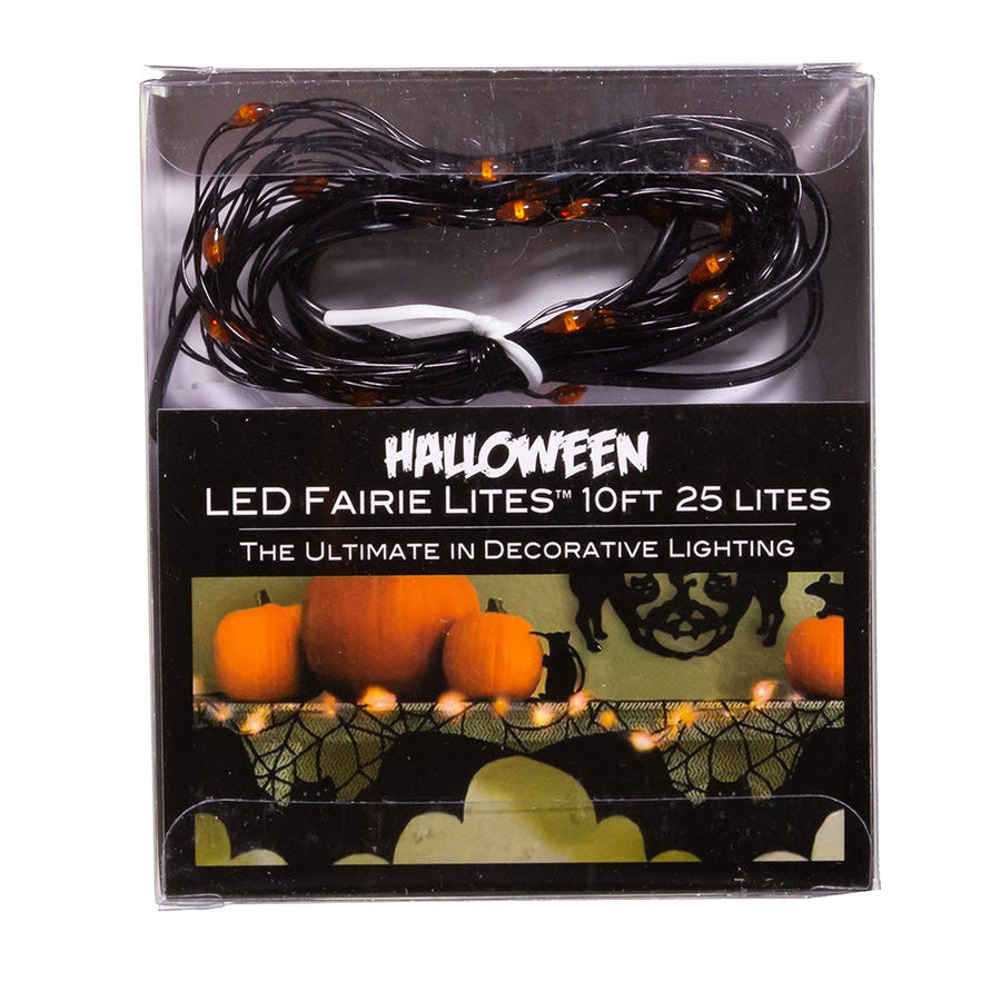 10' Battery-Operated 25L Orange LED Fairy Lights