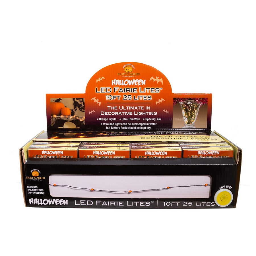 10' Battery-Operated 25L Orange LED Fairy Lights
