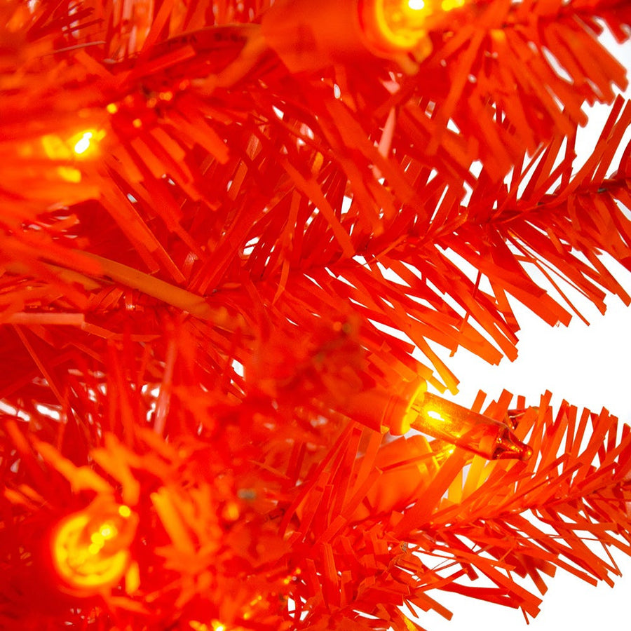 6' Pre-Lit Orange Incandescent Orange Slim Tree