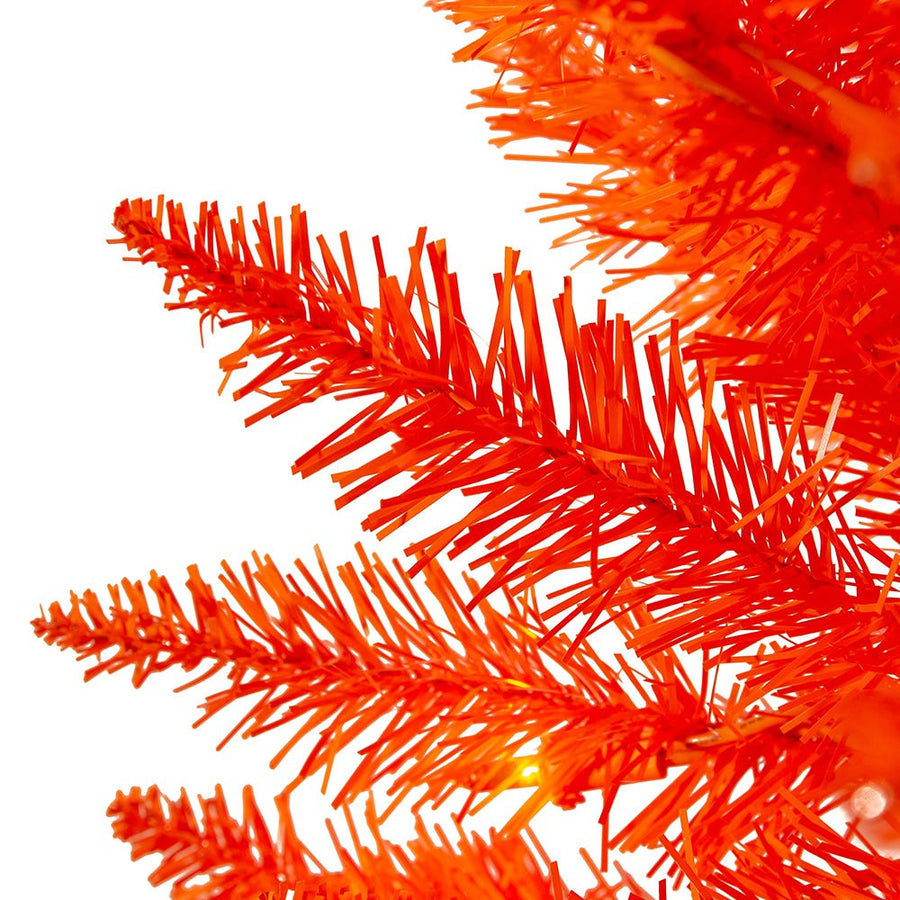 6' Pre-Lit Orange Incandescent Orange Slim Tree