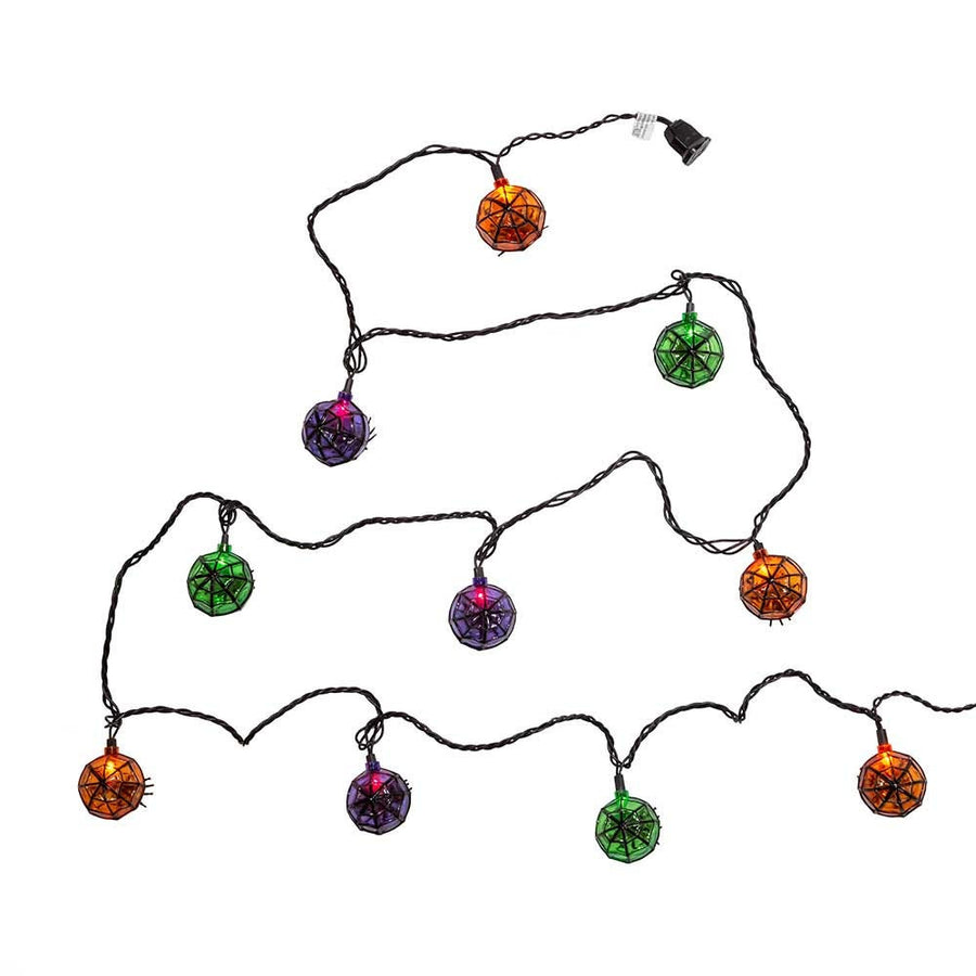12' UL 10L Orange, Purple and Green Ball With Spider Connectible Light Set