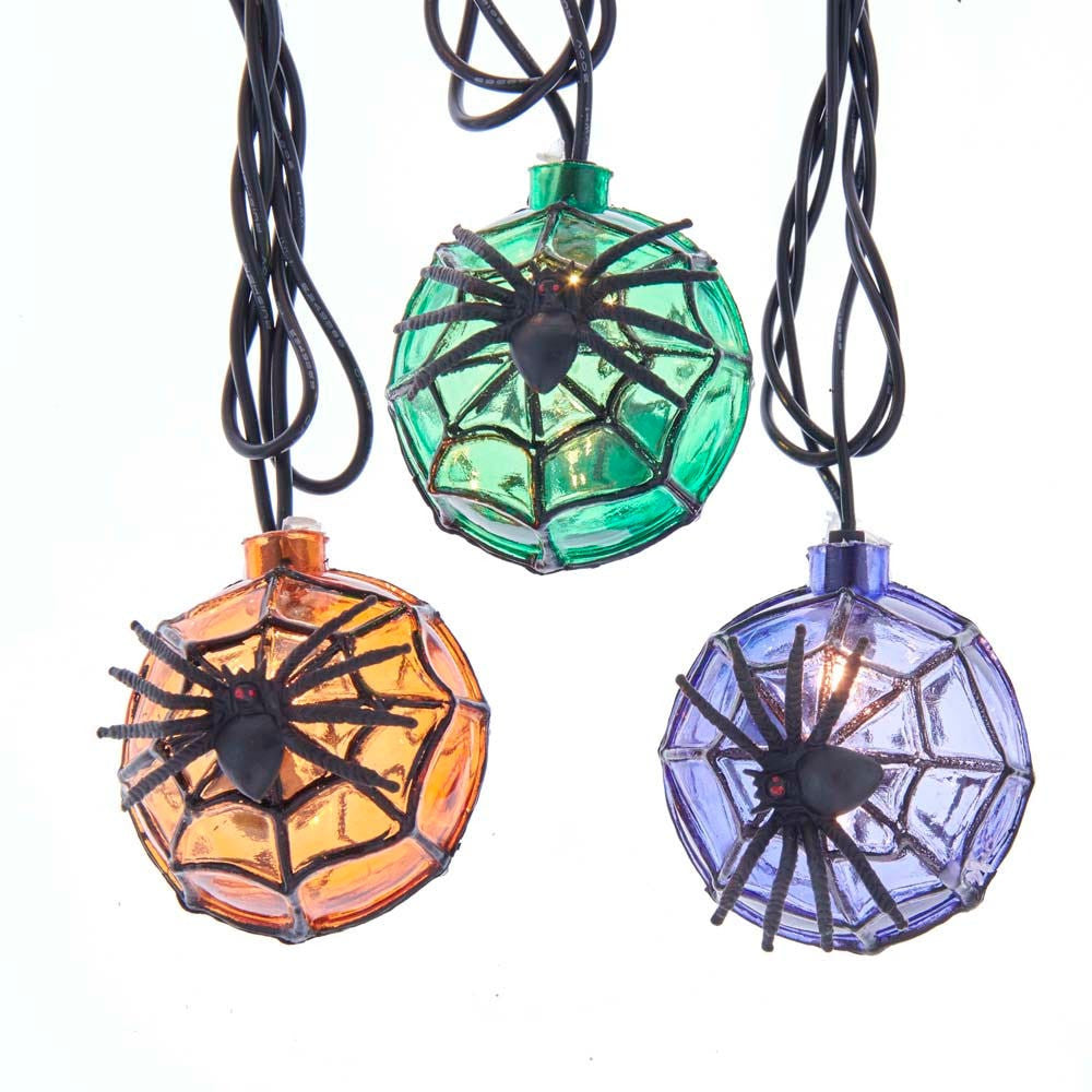 12' UL 10L Orange, Purple and Green Ball With Spider Connectible Light Set