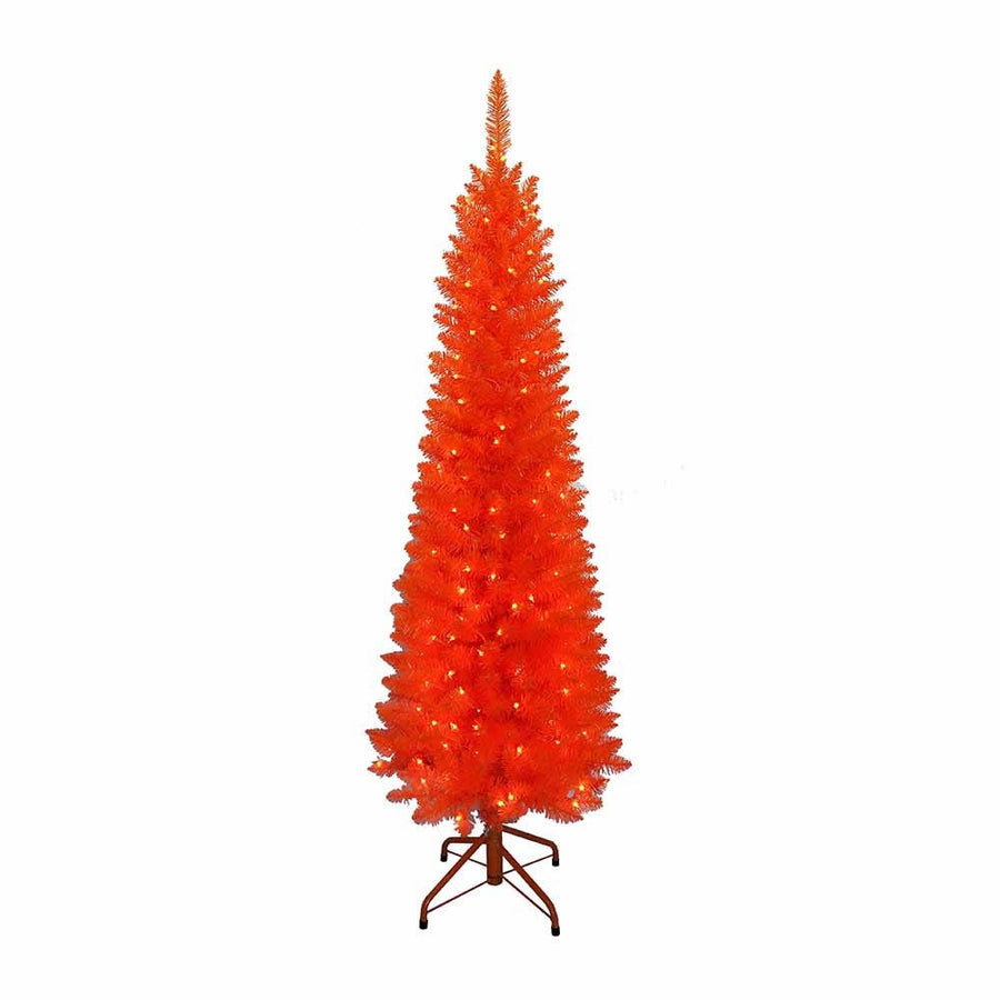 5' Pre-Lit Orange Incandescent Orange Slim Tree