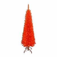 5' Pre-Lit Orange Incandescent Orange Slim Tree