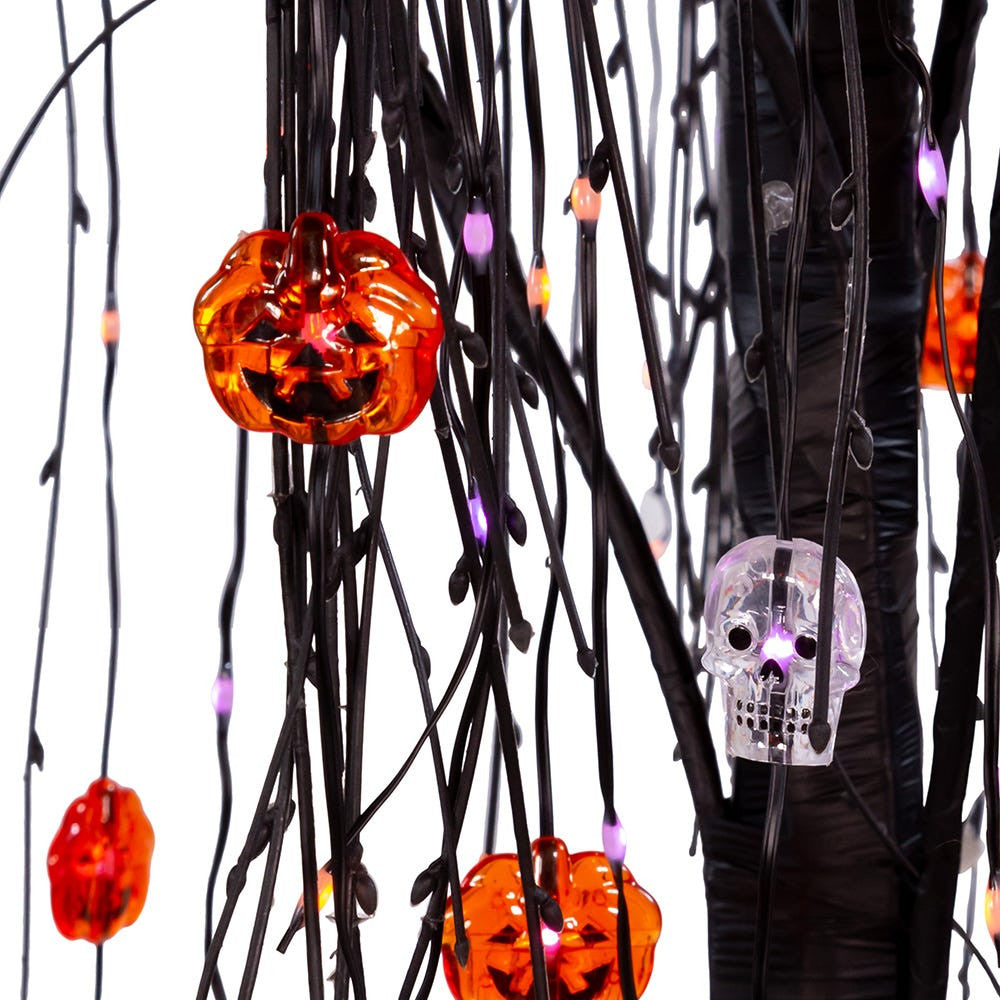6' Pre-Lit Decorated Halloween Willow Tree