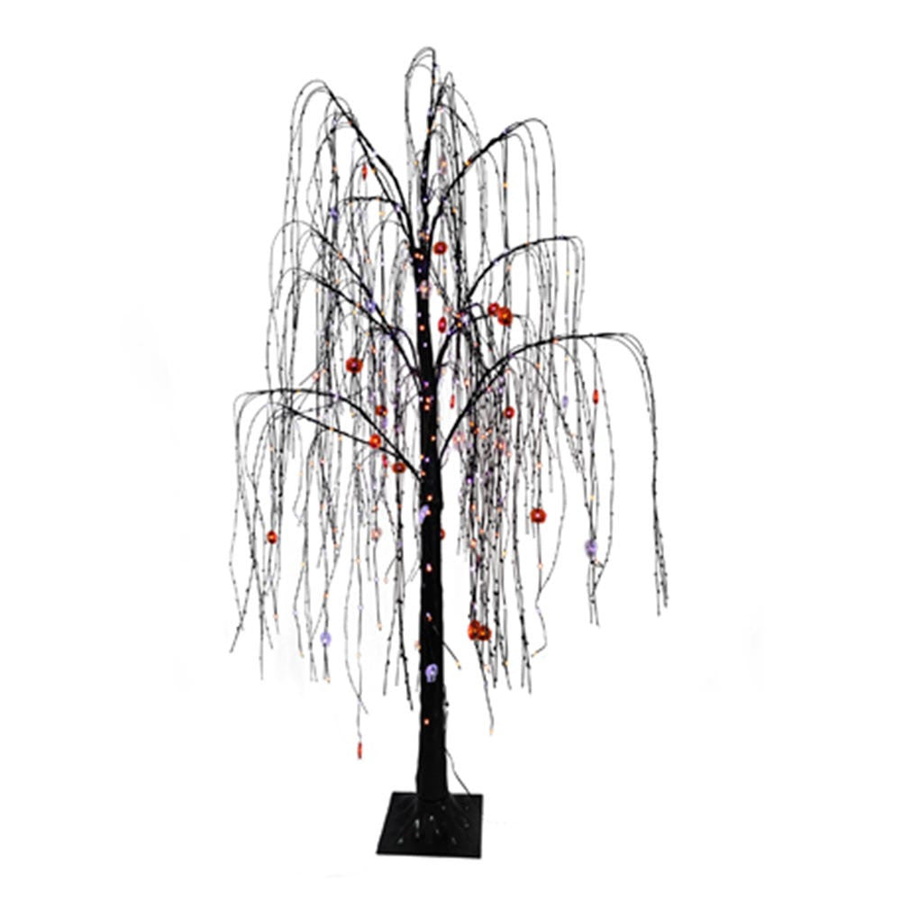 6' Pre-Lit Decorated Halloween Willow Tree