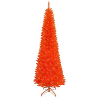 7' Pre-Lit Halloween Orange Tree With Orange Incandescent Lights