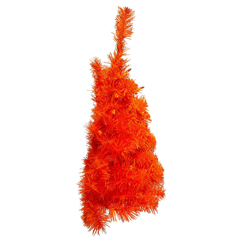24" Pre-Lit Halloween Orange Wall Tree With Orange Incandescent Lights