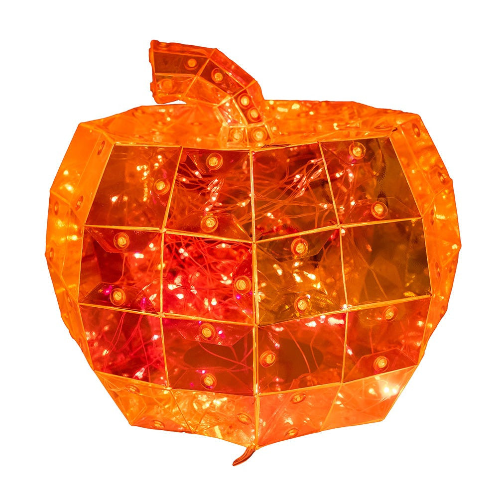 6.5" 100L Orange Micro LED Magical Iridescence Holographic Jack-O-Lantern