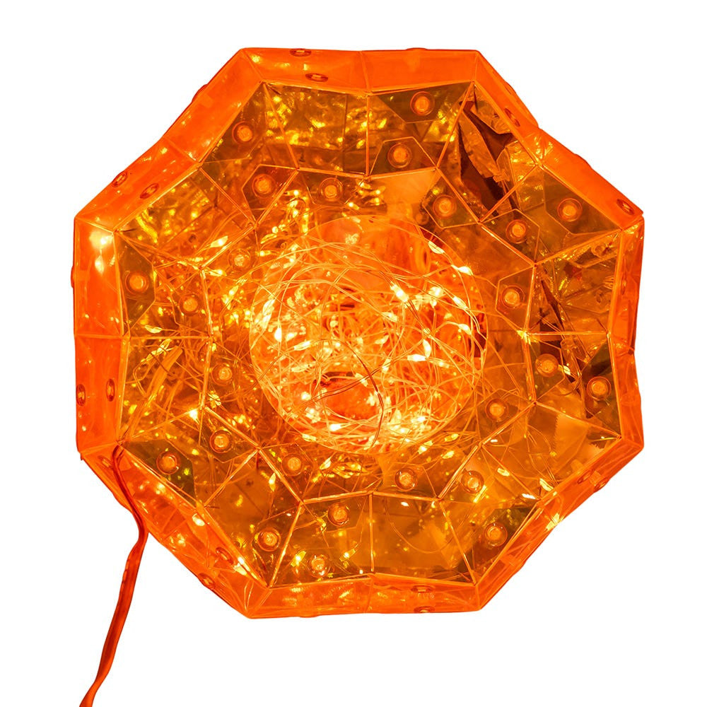 6.5" 100L Orange Micro LED Magical Iridescence Holographic Jack-O-Lantern