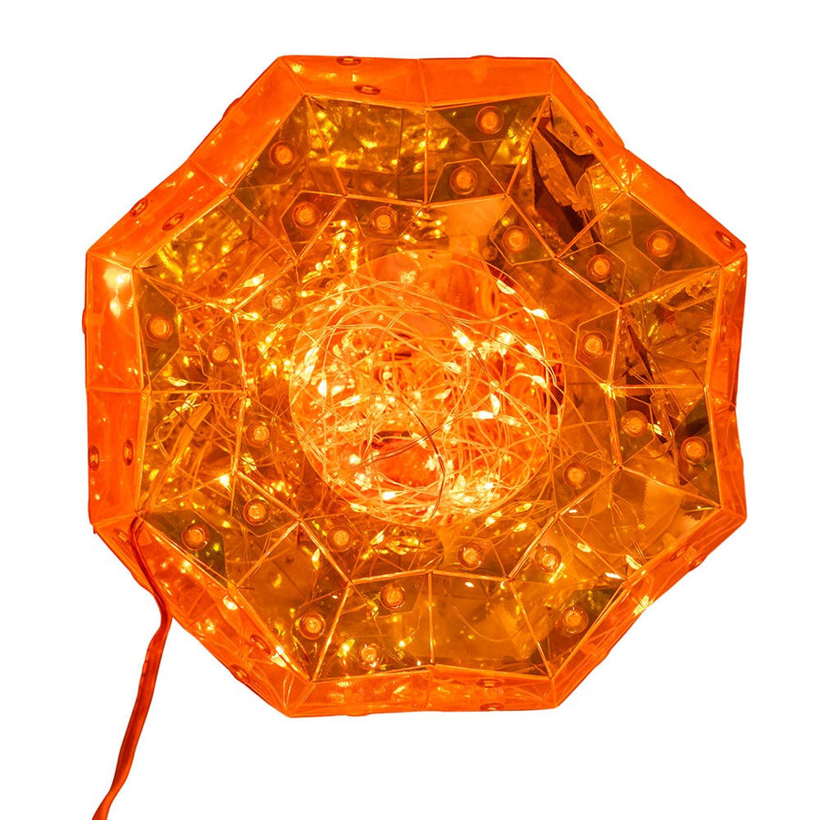 6.5" 100L Orange Micro LED Magical Iridescence Holographic Jack-O-Lantern