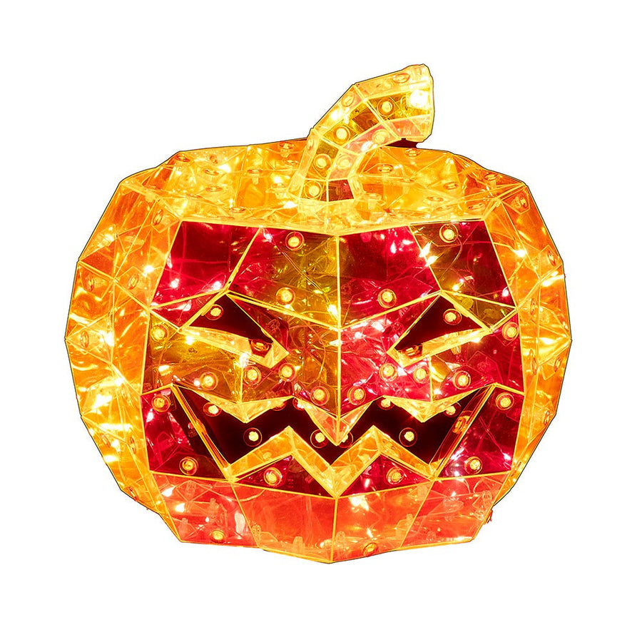 6.5" 100L Orange Micro LED Magical Iridescence Holographic Jack-O-Lantern