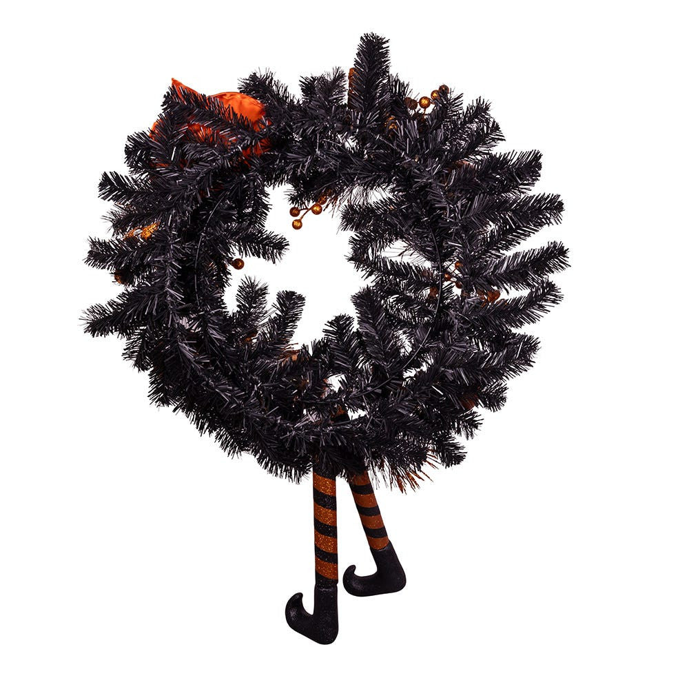 33" Un-Lit Orange Halloween Wreath