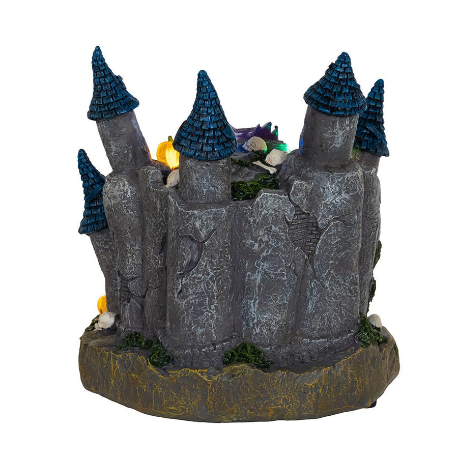 6.4" Battery Operated Multicolor LED Lighted Skull Castle Table Piece