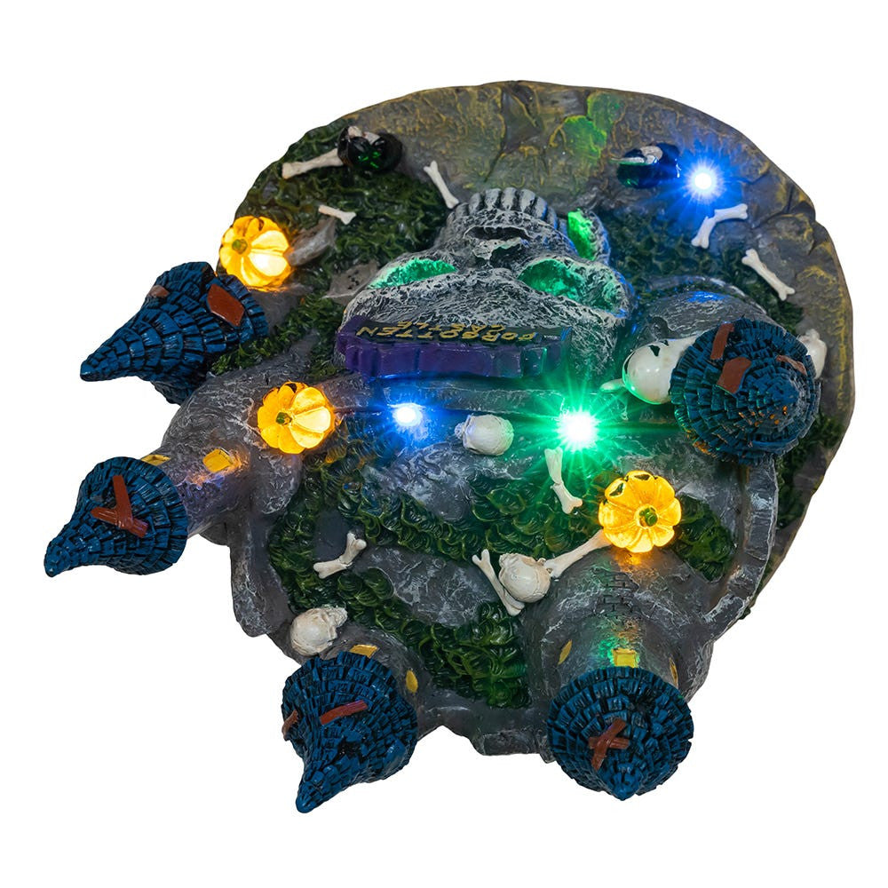 6.4" Battery Operated Multicolor LED Lighted Skull Castle Table Piece