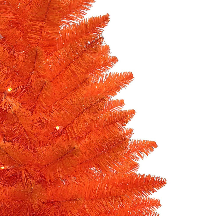 3' Battery Operated Pre-Lit Halloween Orange Potted Tree With Orange LED Lights