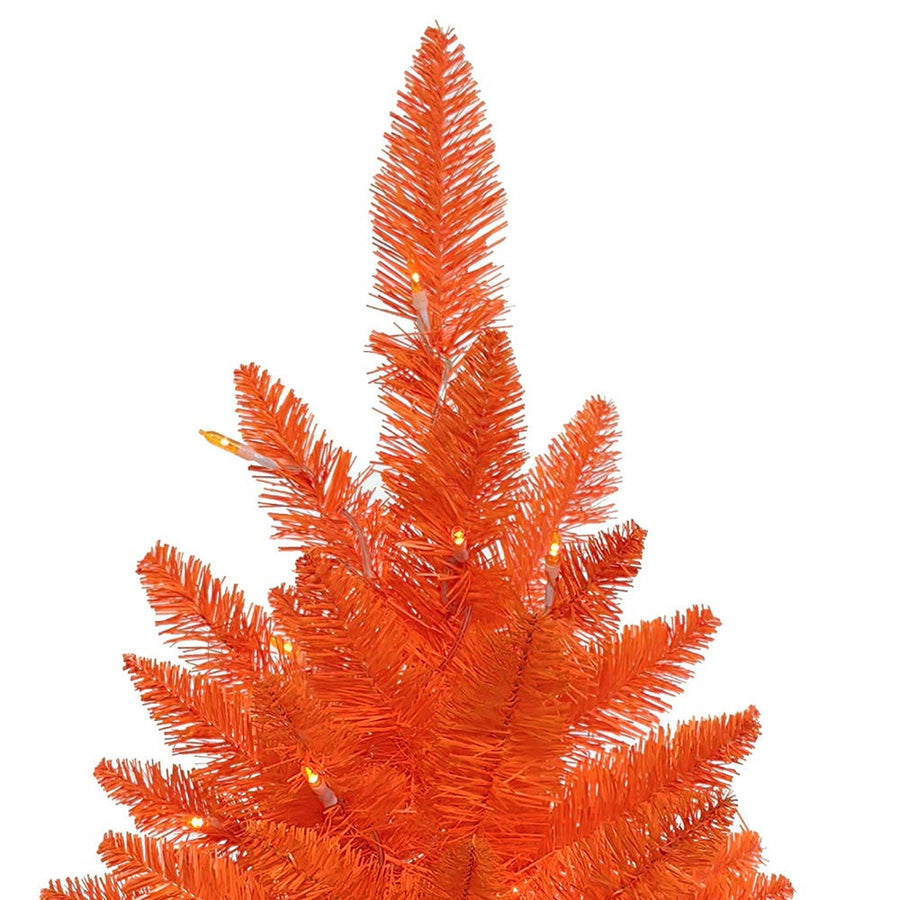 3' Battery Operated Pre-Lit Halloween Orange Potted Tree With Orange LED Lights