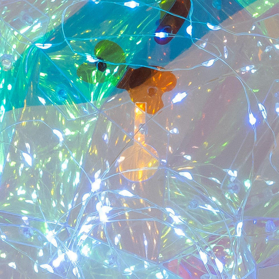 12"-22" Magical Iridescence Holographic LED Witch & Two Ghosts Lawn Decor