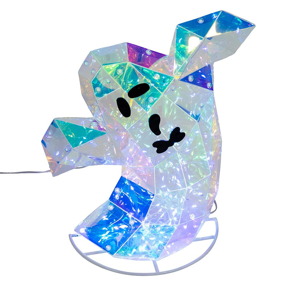 12"-22" Magical Iridescence Holographic LED Witch & Two Ghosts Lawn Decor