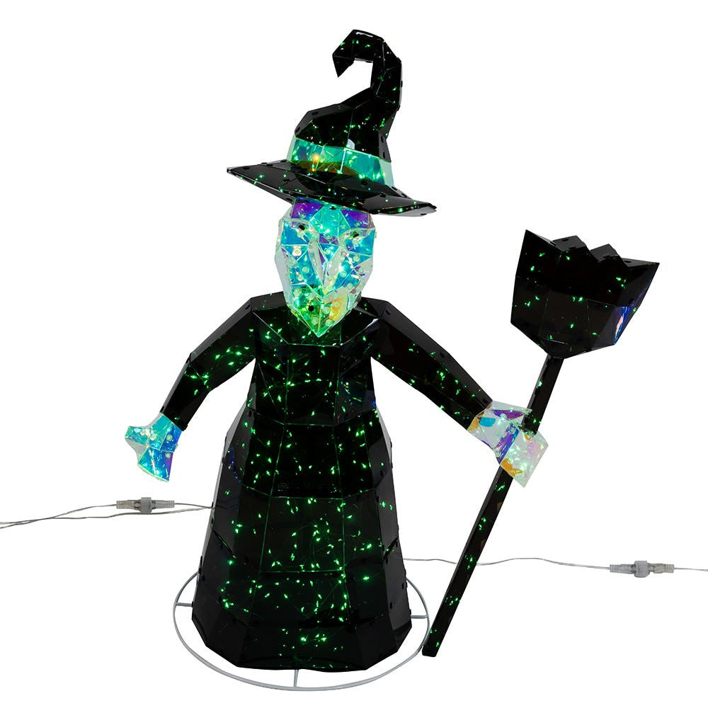 12"-22" Magical Iridescence Holographic LED Witch & Two Ghosts Lawn Decor