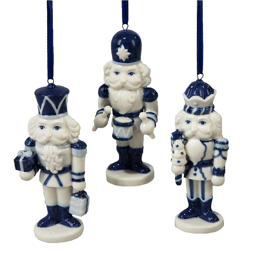Porcelain Delft Blue Nutcracker Ornaments