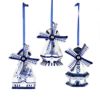 Delft Blue Windmill Ornaments