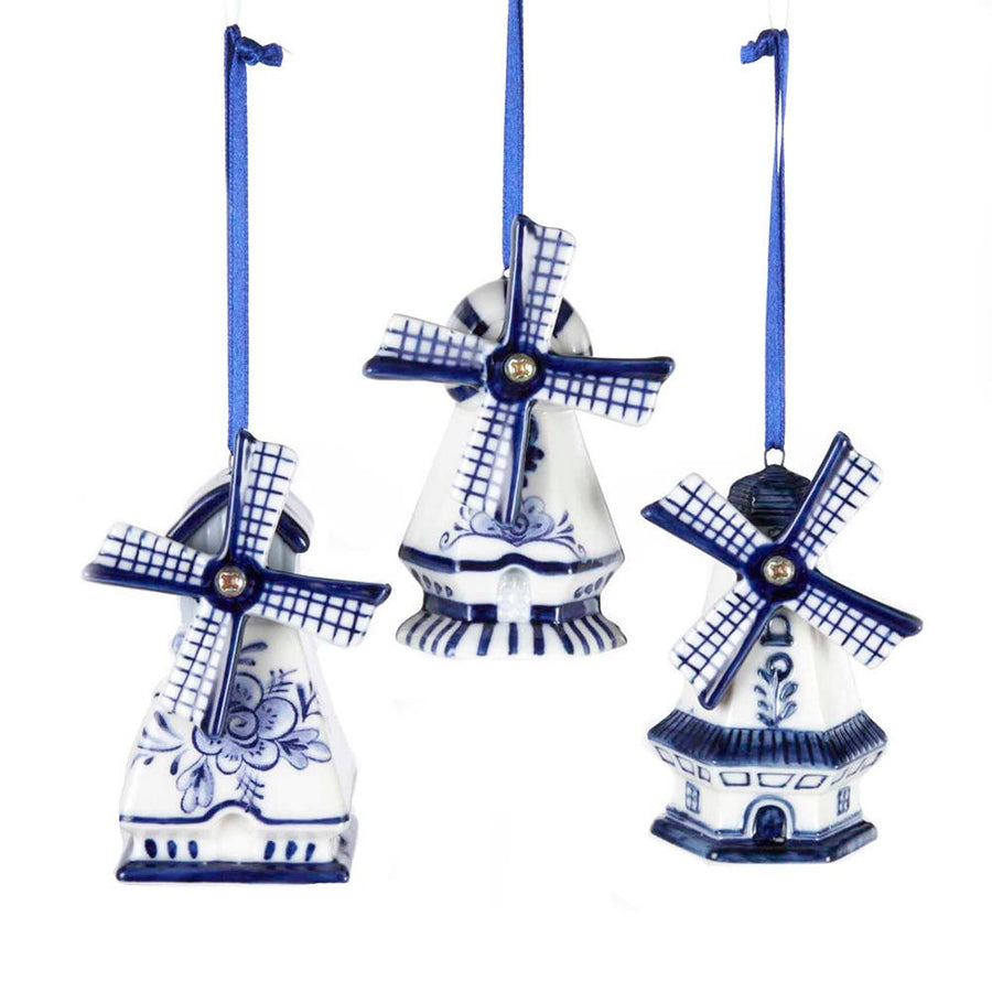 Delft Blue Windmill Ornaments