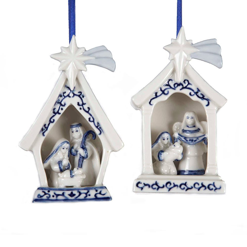 Delft Blue Porcelain Holy Family Ornaments