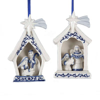 Delft Blue Porcelain Holy Family Ornaments