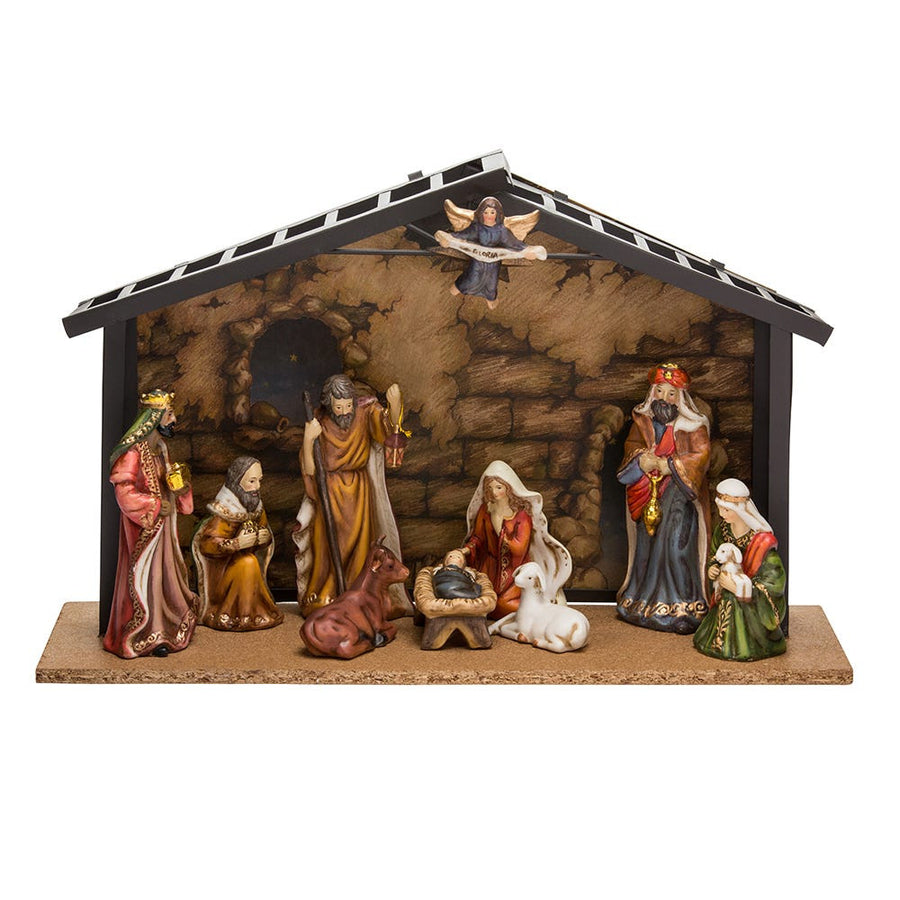 Porcelain Nativity Set With Stable