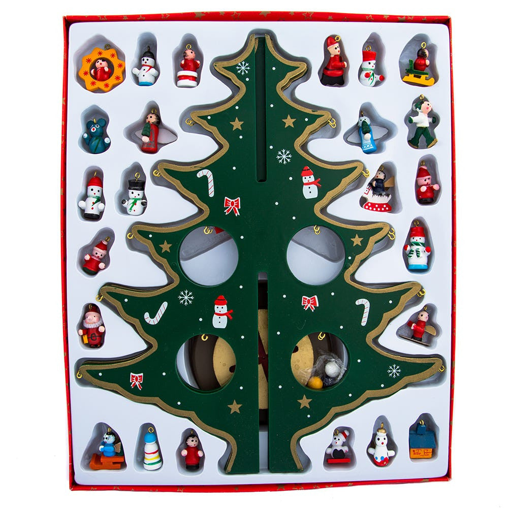 Wooden Tree With Miniature Ornaments