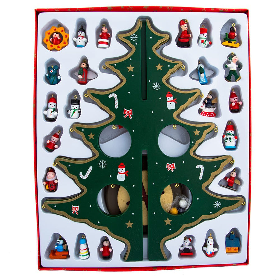 Wooden Tree With Miniature Ornaments