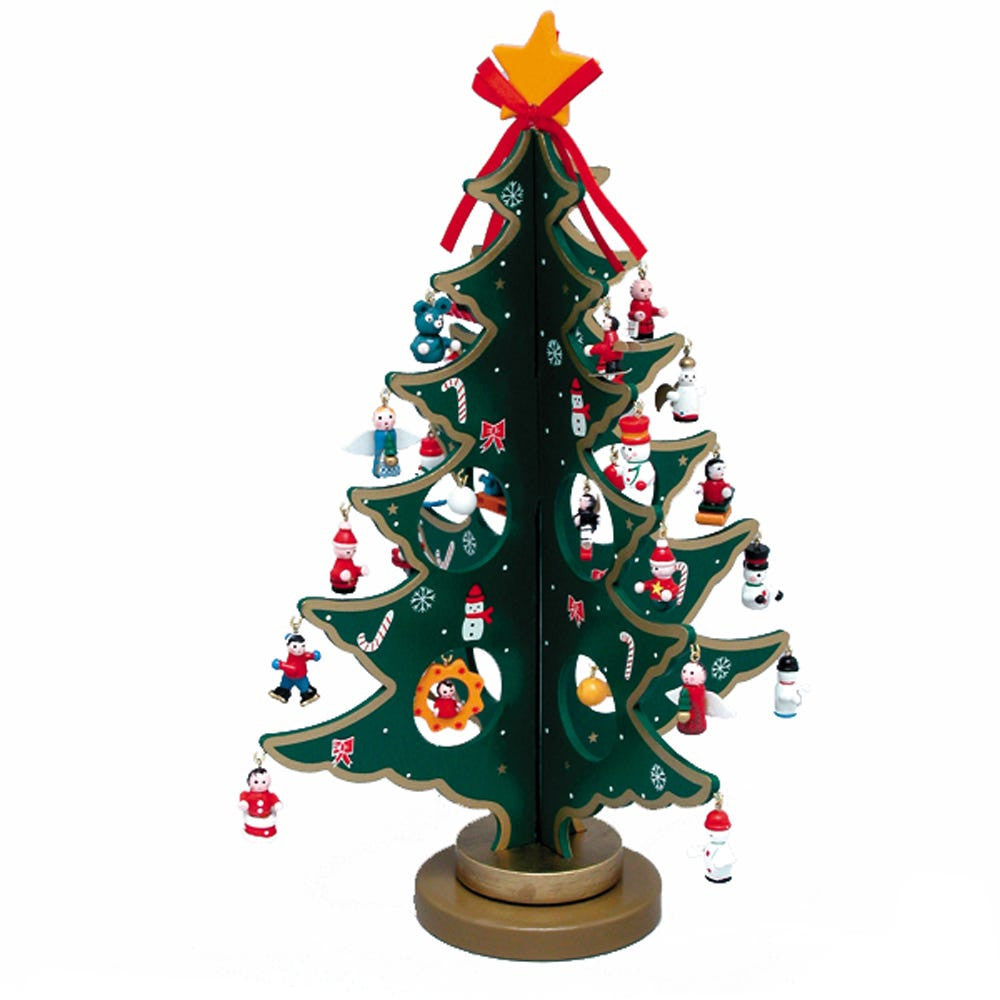 Wooden Tree With Miniature Ornaments