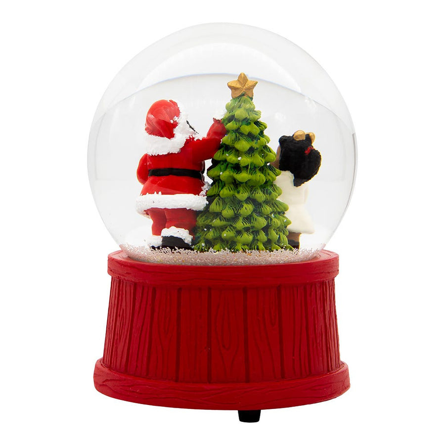 100MM Musical Wind-Up African American Santa Water Globe