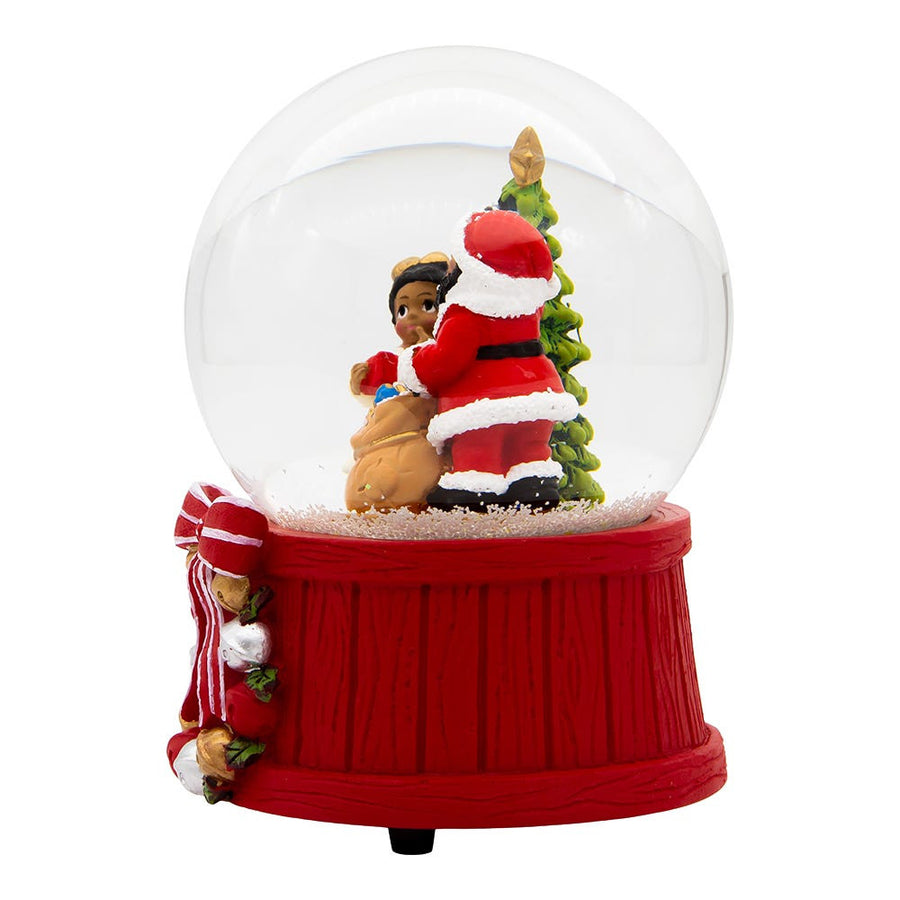100MM Musical Wind-Up African American Santa Water Globe