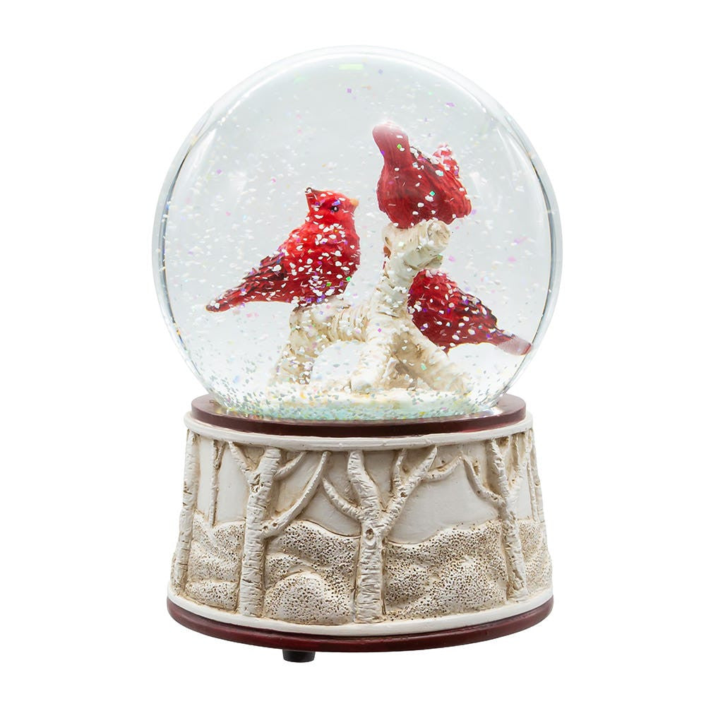 100MM Wind Up Musical Cardinals Water Globe