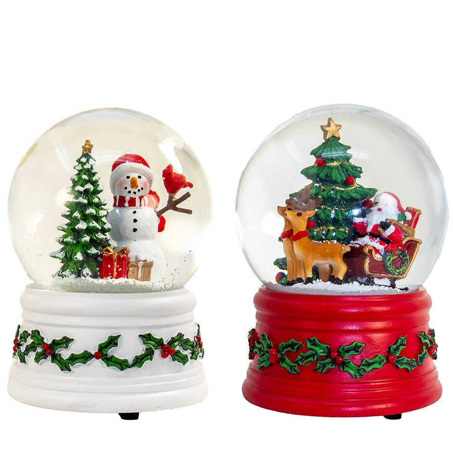 100MM Wind-Up Musical Santa & Snowman Water Globes