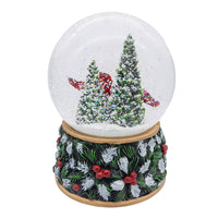 100MM Musical Wind-Up Christmas Tree With Cardinals Water Globe