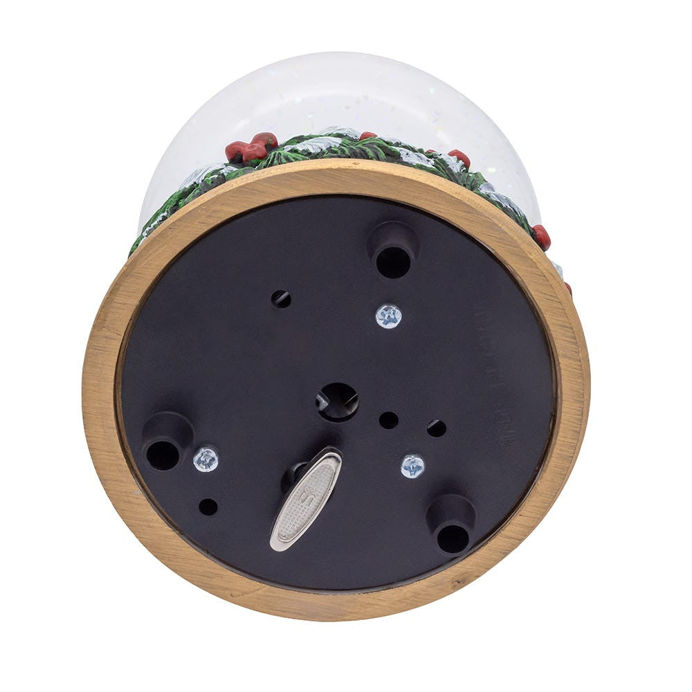 100MM Musical Wind-Up Christmas Tree With Cardinals Water Globe
