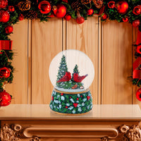 100MM Musical Wind-Up Christmas Tree With Cardinals Water Globe