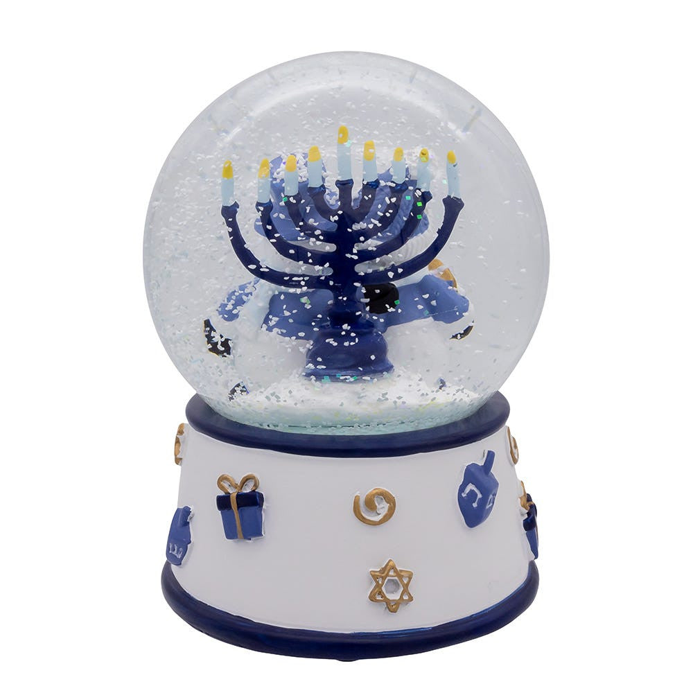100MM Musical Wind-Up Hanukkah Snowman Water Globe