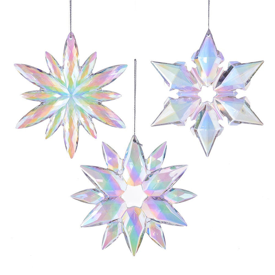 Clear and Iridescent Snowflake Ornaments