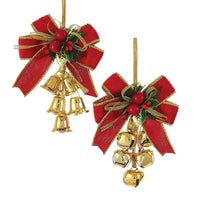 Red and Gold Bow With Bells Ornaments