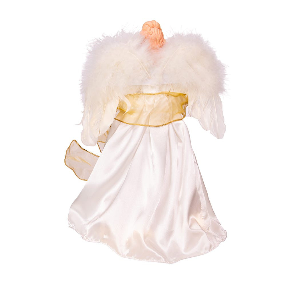 14" Battery-Operated 10-Light Warm White LED Ivory and Gold Angel Treetop