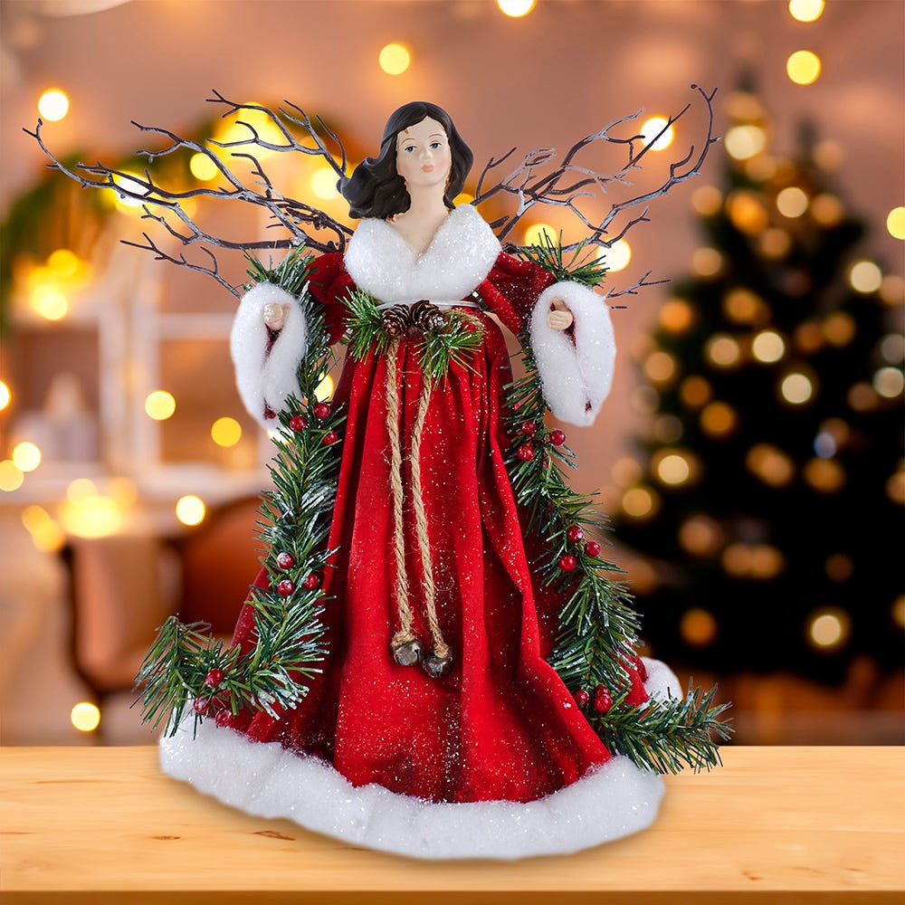 14" Un-Lit Red Angel Treetop