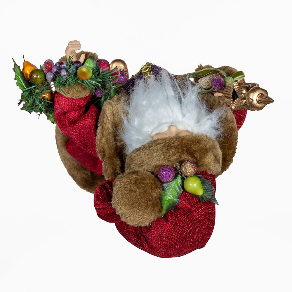20" Sugar Fruit Santa With Fruit Wreath
